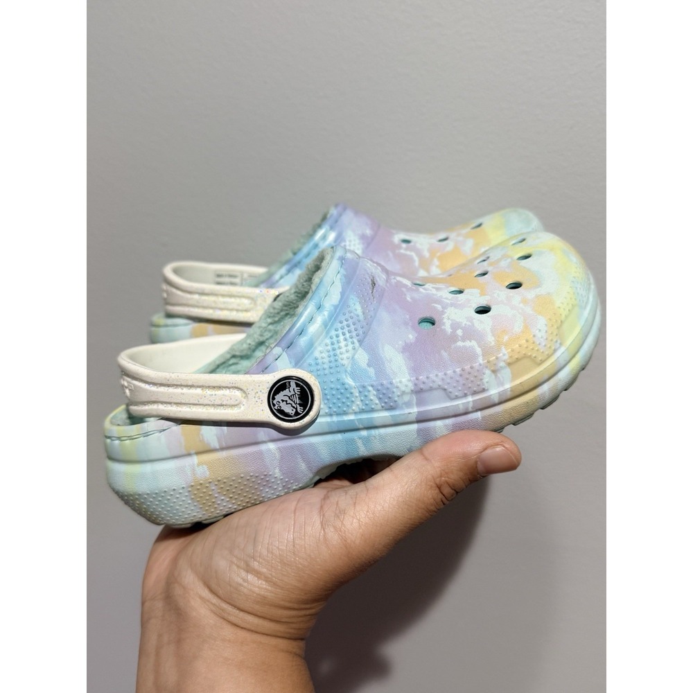 Crocs Kid's Classic Tie Dye Clouds Lined Clog Kid's Slippers Size 12 R